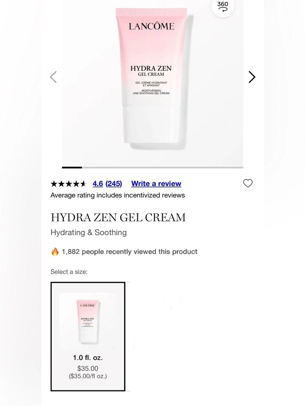 4 PCS Lancome HYDRA ZEN GEL CREAM Hydrating & Soothing 15ml*4=60 mL, $70 value